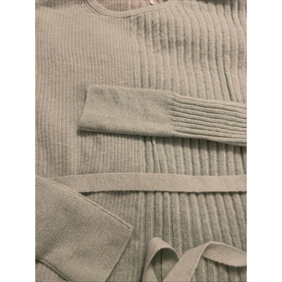 HELMUT LANG Sweater Women Sz S‎ Belted Ribbed Crew Alpaca Blend Mint Green MONEY - Picture 7 of 13